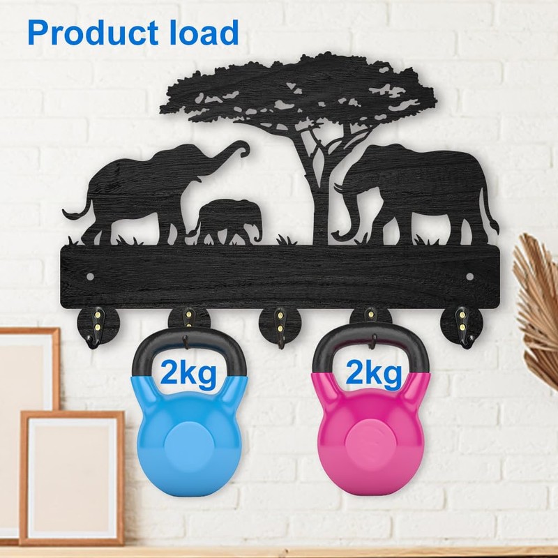 MAYJOYDIY Elephant Tree Key Holder for Wall Wood Wildlife Key