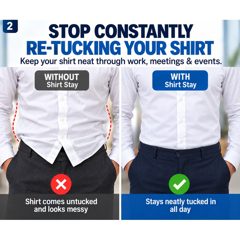 Men'S Nylon Shirt Stays with Anti-Slip Elastic Grip and Adjustable