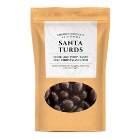 Santa Turds Dark Chocolate Almonds - Kepperton Gourmet Candy Gag Gifts for Men - Funny Holiday Candy for Teens, Christmas Stocking Fillers