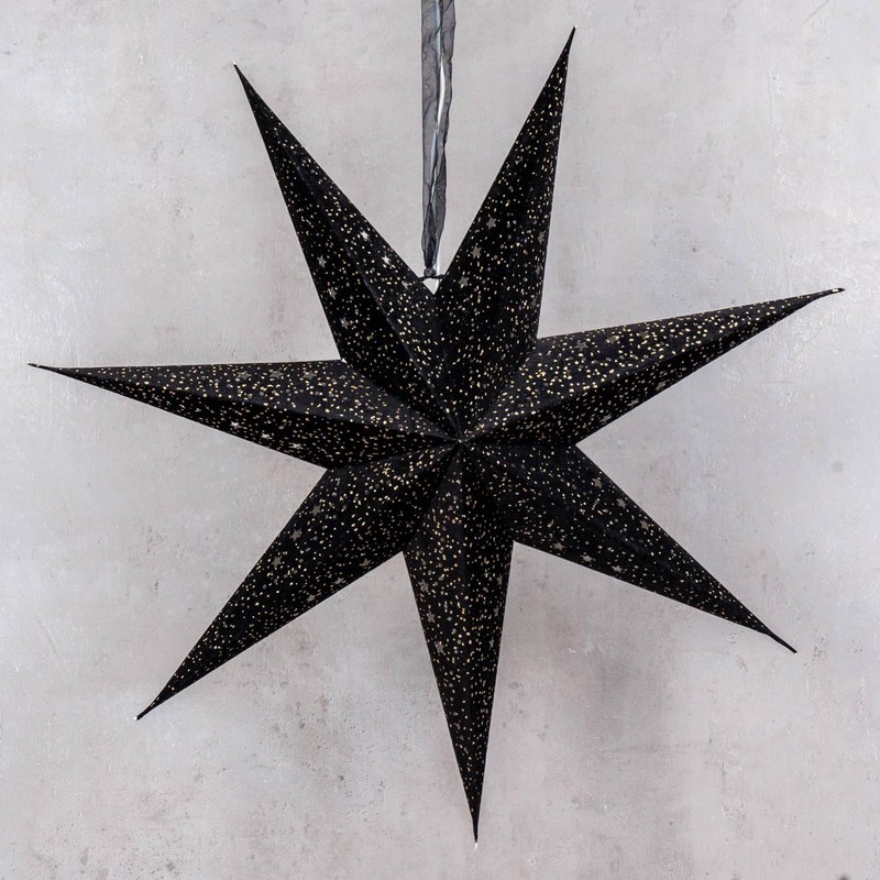 levandeo Luminous Star Black 7 Points Paper Star 60 cm