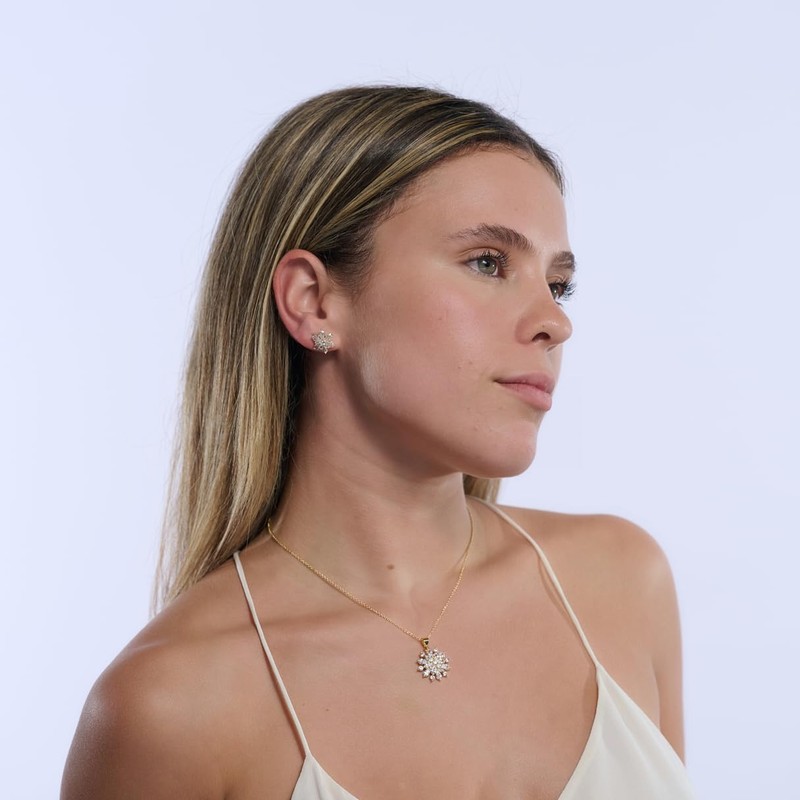 LuckyLy Set de Joyería para Mujer de Oro 14k con
