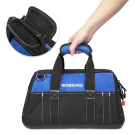 WORKPRO 16-inch Wide Mouth Tool Bag with Water Proof Molded Base