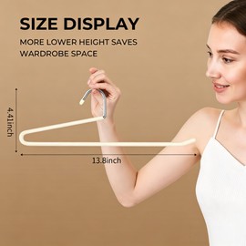 HUADYMEET 30 Pack Open Ended Metal Pant Hangers Non Slip, Slim Space Saving Clothes Hangers for Closet,Heavy Duty Strong Durable Hanger for Women,Men,Jean,Trousers,Shorts,Slacks,Skirts(Beige)