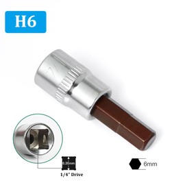 2PCS Juttzzei Hex Bit Socket, 1/4" Drive x H6 (6mm) Allen Key Socket, Premium S2 Alloy Steel 6mm Hex Bit with 1.5" Length for Torque Wrench, Ratchet Wrench, Impact Power Drills
