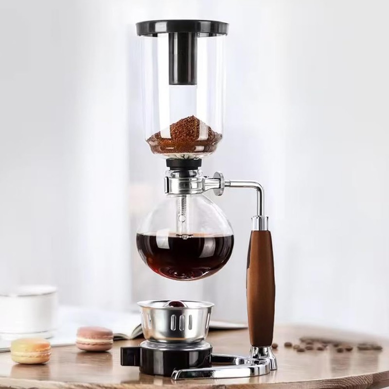 TAMUME Rustic 5 Cup Wooden Handle Siphon