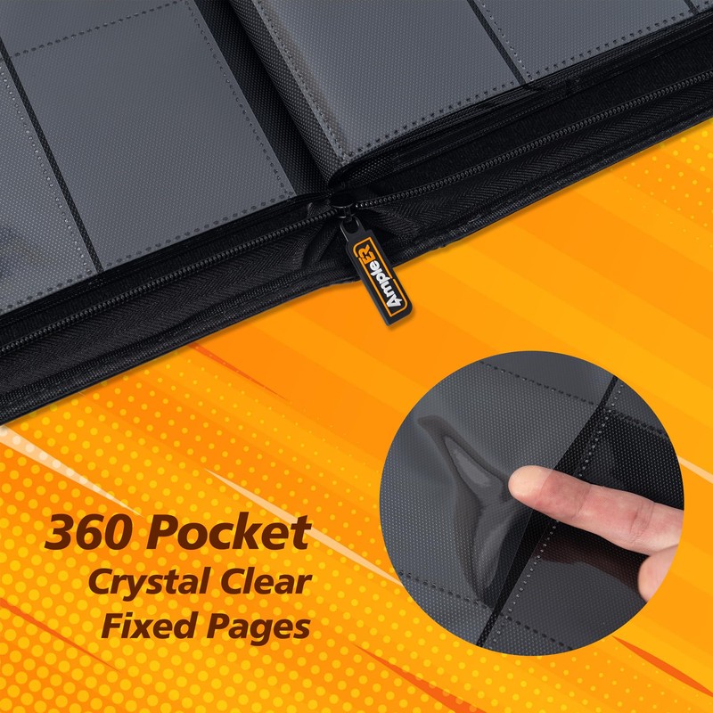 Ampleer Trading Card Binder, 9 Pocket Ringless Page Sleeves with