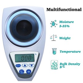 Grain Moisture Tester, 24 Types Grain Moisture Meter, VQP Digital Crop Corn Moisture Tester Analyzer, 3-35% Range, LCD Display for Rice Barley Wheat Soybean