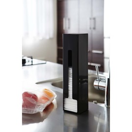 Yamazaki Industries 7840 Magnetic Freestanding Plastic Bag Stocker, Tower, Black, Approx. W 3.1 x D 3.8 x H 12.8 inches (8 x 8 x 32.5 cm)