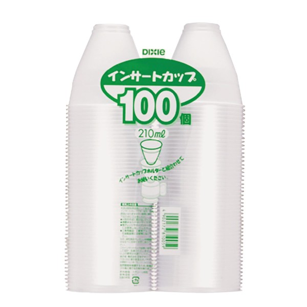 Nippon Dixie Insert Cup, 6.3 fl oz (210 ml), F-Shaped, 100 Pieces, White, Disposable, Made in Japan, Commercial Use