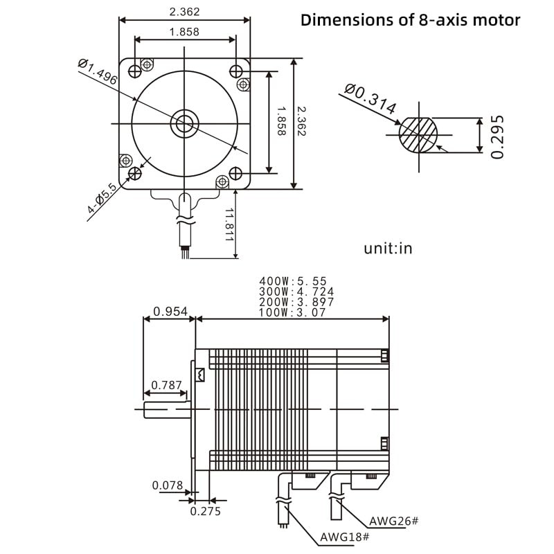 3000RPM 48V DC NEMA 24 BLDC Motor 300W 8mm Shaft