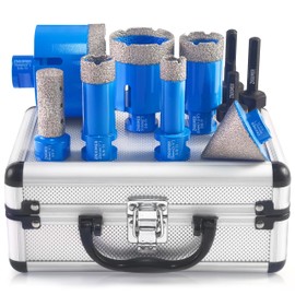 Diamond Tile Hole Saw Kit - ZNXIMER Diamond Tile Drill Bits Set for Ceramic, Granite, Marble and More Drilling-10pcs Tile Hole Saws (19/25/35/51/76mm+50mm Diamond Chamfer Bit+20mm Diamond Finger Bit)