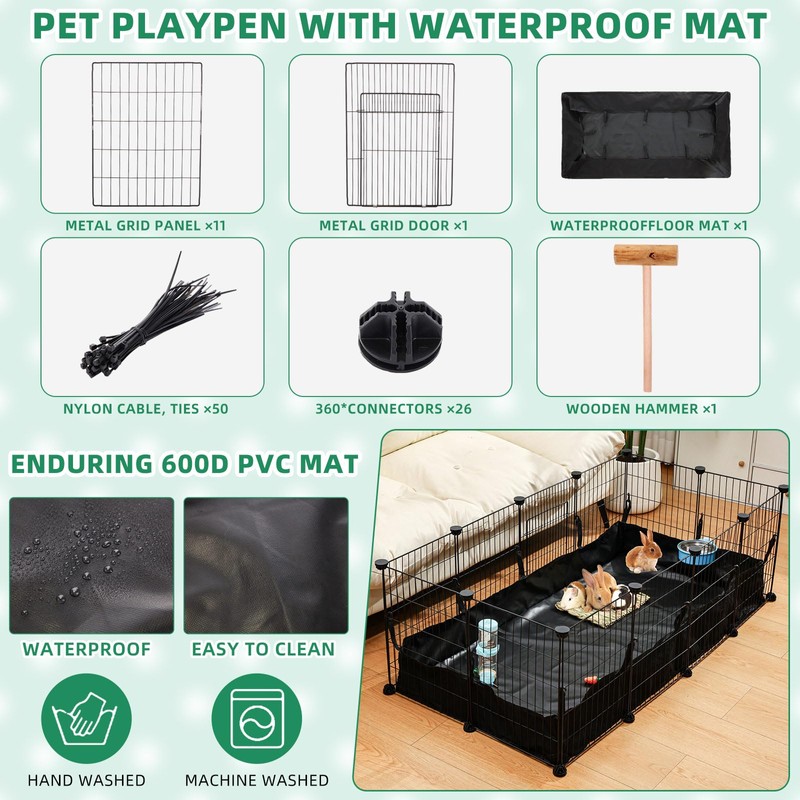 PullCrease 104 Pcs Rabbit Starter Kit Litter Box Bunny Tunnel