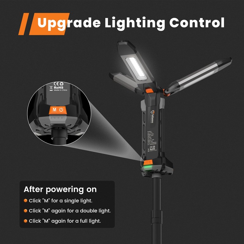 gogonova 2025 Rechargeable Work Light with Stand, 4 in 1