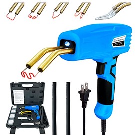 Allturn Upgraded Version 100w Hot Stapler, Plastic Welding Machine Car Bumper Repair Kit, Plier, Knife，Flat/Outside Corner/Inside Corner/Wave Staples, Welding Repairing Machine Welder Gun Repair(Blue)