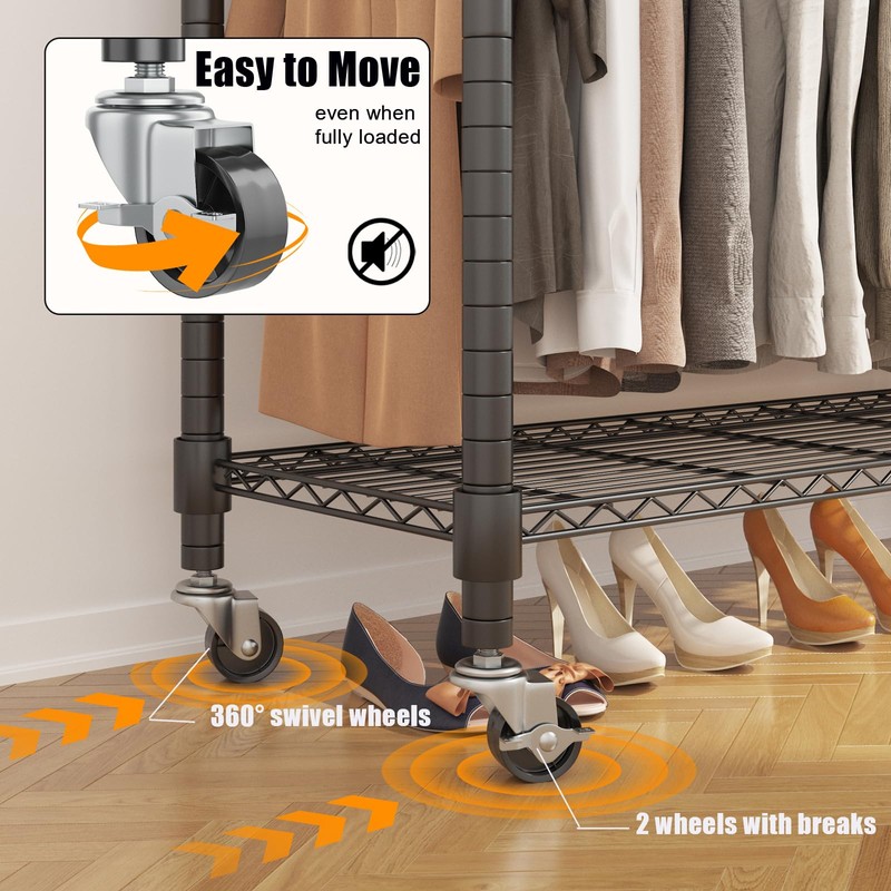 Himimi Heavy Duty Garment Rack Adjustable 3 Tiers Wire Shelving