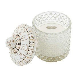 Mud Pie Drop White Beaded Candle, Large Carve, 3 1/4"" x 5 1/4"" Dia