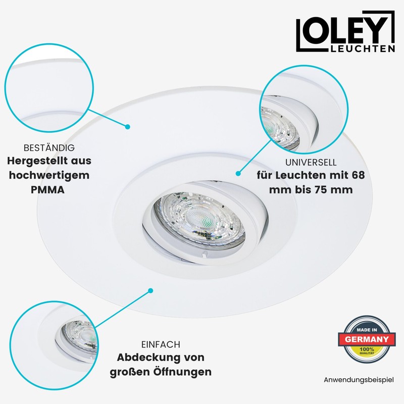 Compensation panel for recessed spotlights, diameter 15 cm, with spring