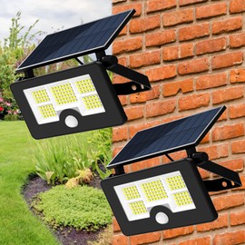 ivSunTEK Solar Wall Lights Outdoor Waterproof with Motion Sensor Wall Mount 180° Rotation 4 Lighting Modes Solar Powered for Garden Patio Yard (2 Pack, Medium)