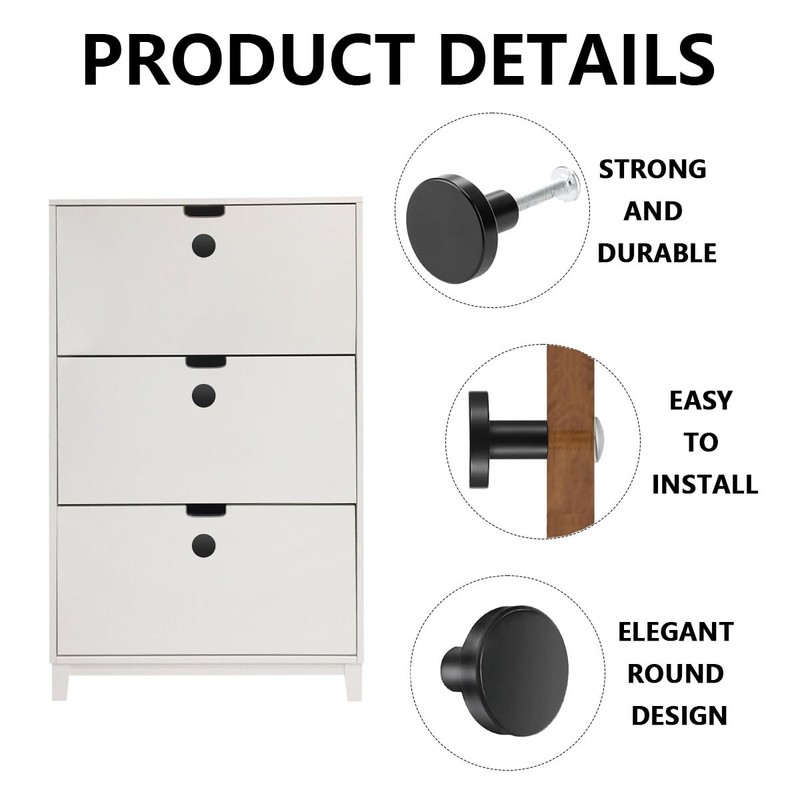 AUTUUCKEE 4 Pcs Black Drawer Knobs, Black Cupboard Knobs Aluminium