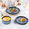 LERATIO Ceramic Dinnerware Sets for 4,Round Reactive Glaze Ceramic Plates