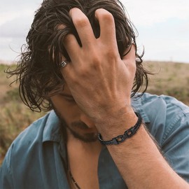 Grandson Bracelet Leather Black Bracelet Braided Bracelets Grandson Gifts from Grandma Inspirational Birthday Gifts for Men