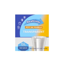 Clear Small Garbage Bags, 15L/4 Gallon, | Leak-Proof |, Unscented, Durable, Tear Resistant Home, Office and Small Trash Bags for Bathroom Can (100 Count)