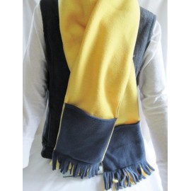 Nex2U Fleece Scarf with Pockets and Zippered pockets - Navy/gold