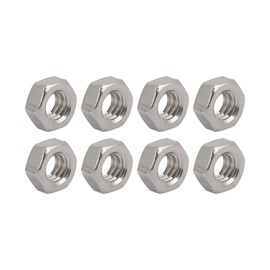 QUARKZMAN 1/4-20 UNC Hex Nut x 8 Pieces 304 Stainless Steel Thread for Hardware Fixing Connectors, Machine Equipment, Silver