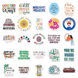Mental Health Stickers,100Pcs Mental Health Matters Awareness Vinyl Laptops Decals Kids Teens Adults Gifts Therapist Water Bottles Bumper Helmet Book Decorative Doctor Reward Stickers