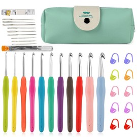 Aililong Crochet Hook Set - 32-Piece Crochet Set with Crochet Hooks from 2 mm - 8 mm, Ergonomic Rubber Handles and Storage Bag The Ideal Crochet Hook Set for Beginners and Experts