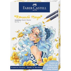 Faber-Castell Goldfaber Sketch 164701 Marker Set 13 Pieces Including Alcohol Marker, Pitt Artist Pen and Instructions, Romantic Manga Collection Set No. 1