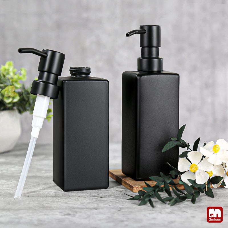GMISUN Black Soap Dispenser, Hand Soap Dispenser Bathroom, 12oz Glass