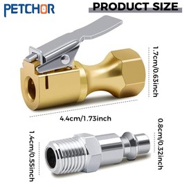 PETCHOR Open Flow Lock on Tire Chuck, 2Pcs Heavy Duty Lock On Tire Chuck with Clip, Brass Air Chuck Open Flow Tire Chuck for Tire Inflator Pressure Gauge Air Pump Compressor Accessories