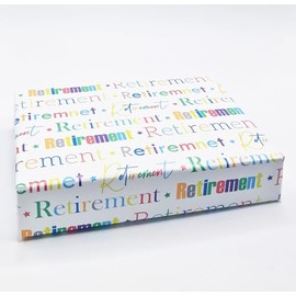 4 Sheets 4 Tags Retirement Wrapping Paper Writing Design White Multi Colour Leaving Party Gift Wrap Paper Male/Female/Unisex White & Multi Colour (PA)