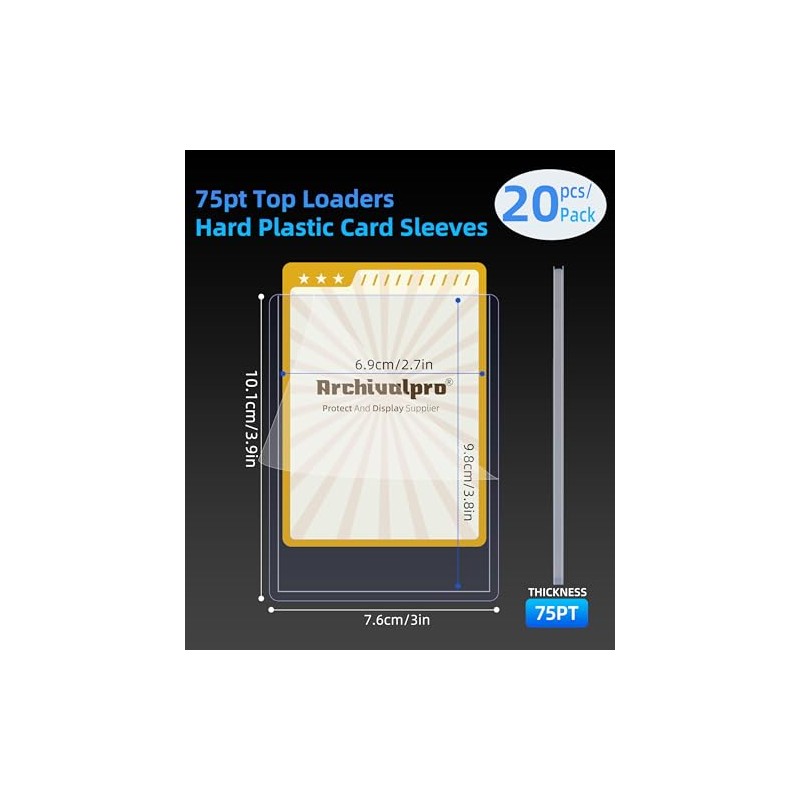 75PT Toploader - Fundas para tarjetas (20 unidades, 3 x