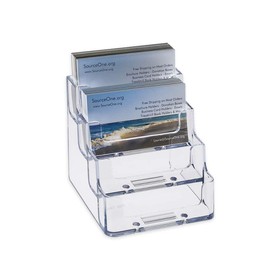 SOURCEONE.ORG Source One 4 Pocket Clear & Black Acrylic Business Card Holder