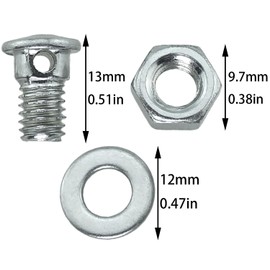 Bxian 10PCS 12.5mm/0.49inch Stainless Steel Bicycle Brake Brake Line Brake Clamp Locking Screw with Nut and Washer Universal Stop Ring Brake Pull Nut for Fixing Bicycle Brake Line