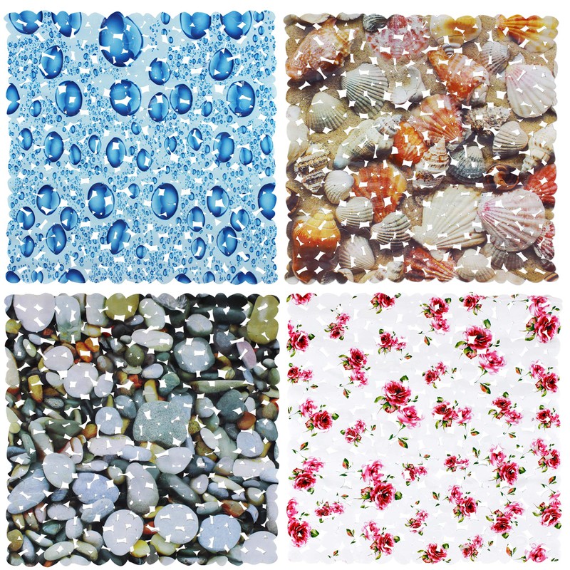 Brandseller Bath Mat Shower Mat with 4 Print Designs Pink,