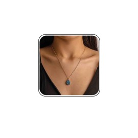 Xmsrn Vintage Waterdrop Pendant Necklace Blue Crystal Cluster Necklace Boho Teardrop Choker Necklace Blue Teadrop Necklace for Women