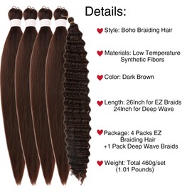 Dark Brown Braiding Hair for Boho Braids Bohemian Boho Braiding Hair for Black Women