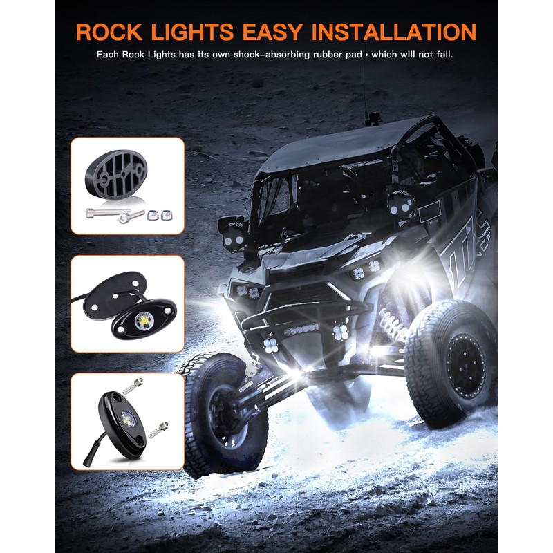 LEDMIRCY R1 Pure White LED Rock Lights Kit with Roker