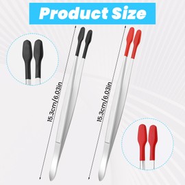 AOZUO Rubber Tipped Tweezers, 2PCS PVC Coated Flat Tip Tweezers Stainless Steel Forceps Non Marring Pincettes for Stamp Coins Jewelry Industrial Electronic Hobby Craft Tools