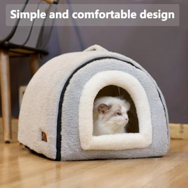 OMIVIER Cat Bed for Indoor Cats，Foldable cat cave，Anti-Slip & Water-Resistant Bottom，cat Houses for Indoor Cats or Small Dogs, Kitten Tent, Rabbit Bed，Large cat beds & Furniture