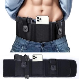 IC ICLOVER Belly Band Holster for Concealed Carry, Gun Holster for Women Men, Right Handed Waistband Pistol Holsters, Fits Glock, Smith Wesson, Taurus, Ruger and Similar Guns for Pistols Revolvers - M