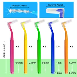 SKHAOVS 40 Pieces Interdental Brushes,Gap Brush with Non-Slip Handle,Dental Brushes for Between Teeth and Gums,Orthodontic Universal Care Teeth Braces CleaningInterspace Cleaning (5 Colours)