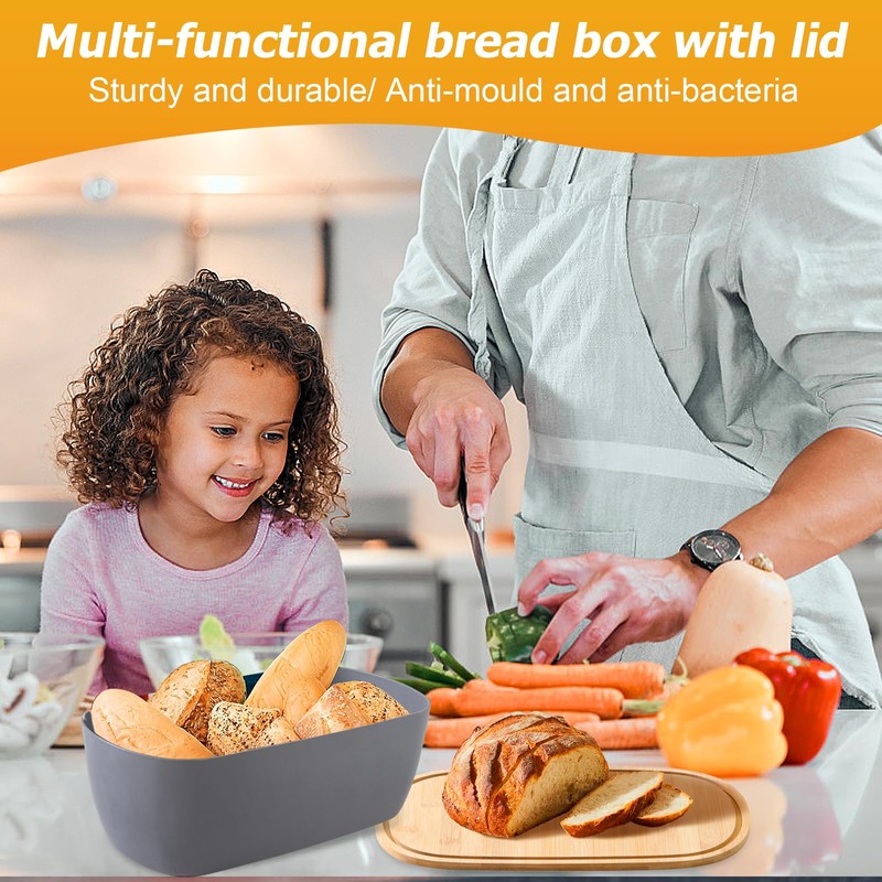 Nomotruc Bread Box with Cutting Board Lid Made with Bamboo