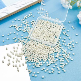 PH PandaHall 4mm Pearl Beads, 1000 Pcs Tiny Smooth Satin Luster Craft Glass Pearl Bead Round Loose Spacer Beads for Earring Bracelet Necklace Waist Chain Wedding Crafts, Cream White