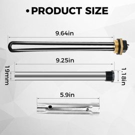 5 Pcs RV Water Heater Elements Include 2 Anode Rods 1 Electric Water Heater Element 1 Dual Hex Wrench Socket Tool and 1 Tape, Compatible with Suburban RV/Camper SW Series Water Heaters