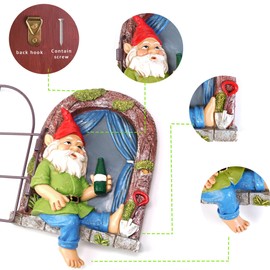 Colomix Gnome Tree Hugger, Funny Garden Gnome Resin Statue, Outdoor Ornaments Decor, Whimsical Tree Sculpture Peeker, Patio Yard Lawn Porch Decoration, Garden Gifts