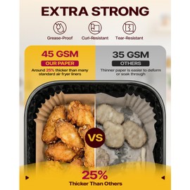 Katbite 220PCS DZ201 Air Fryer Liners Disposable, 8.6x5.5'' Rectangle Airfryer Paper Liners for Dual Air Fryer, Oil-Proof Parchment Paper for Foodi DZ401, FG551